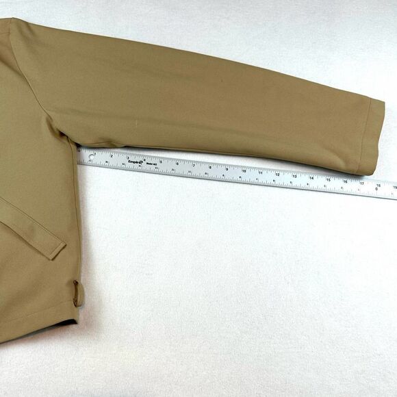 Mediterranea‎ Tan Fill Zip Plaid Lining Collared Jacket Made in Italy Women's L - Picture 8 of 12
